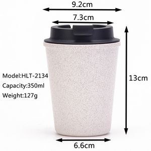 Reusable Eco-friendly Wheat Straw Coffee Cup with Lid 2