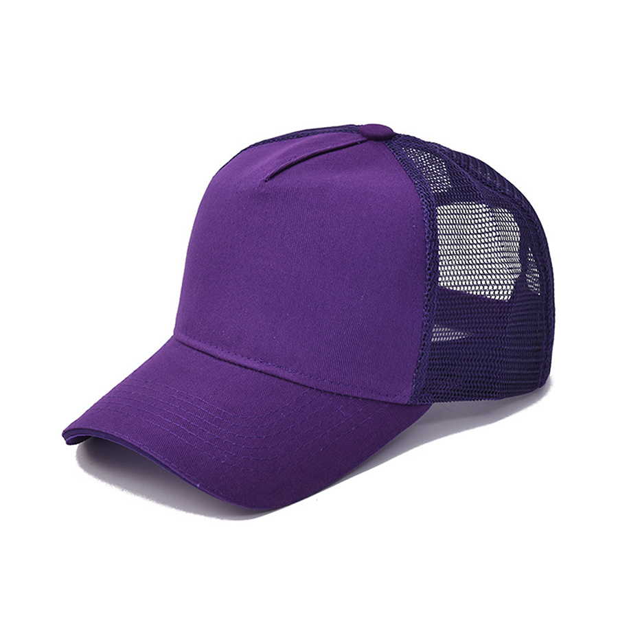 Stock Solid Color Cotton 5-Panel Trucker Cap 10