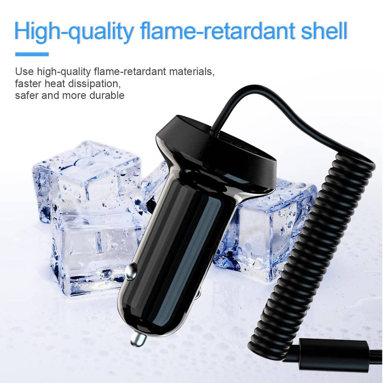3 in 1 Fast Dual Ports Car Charger with Stretchable Cable 6