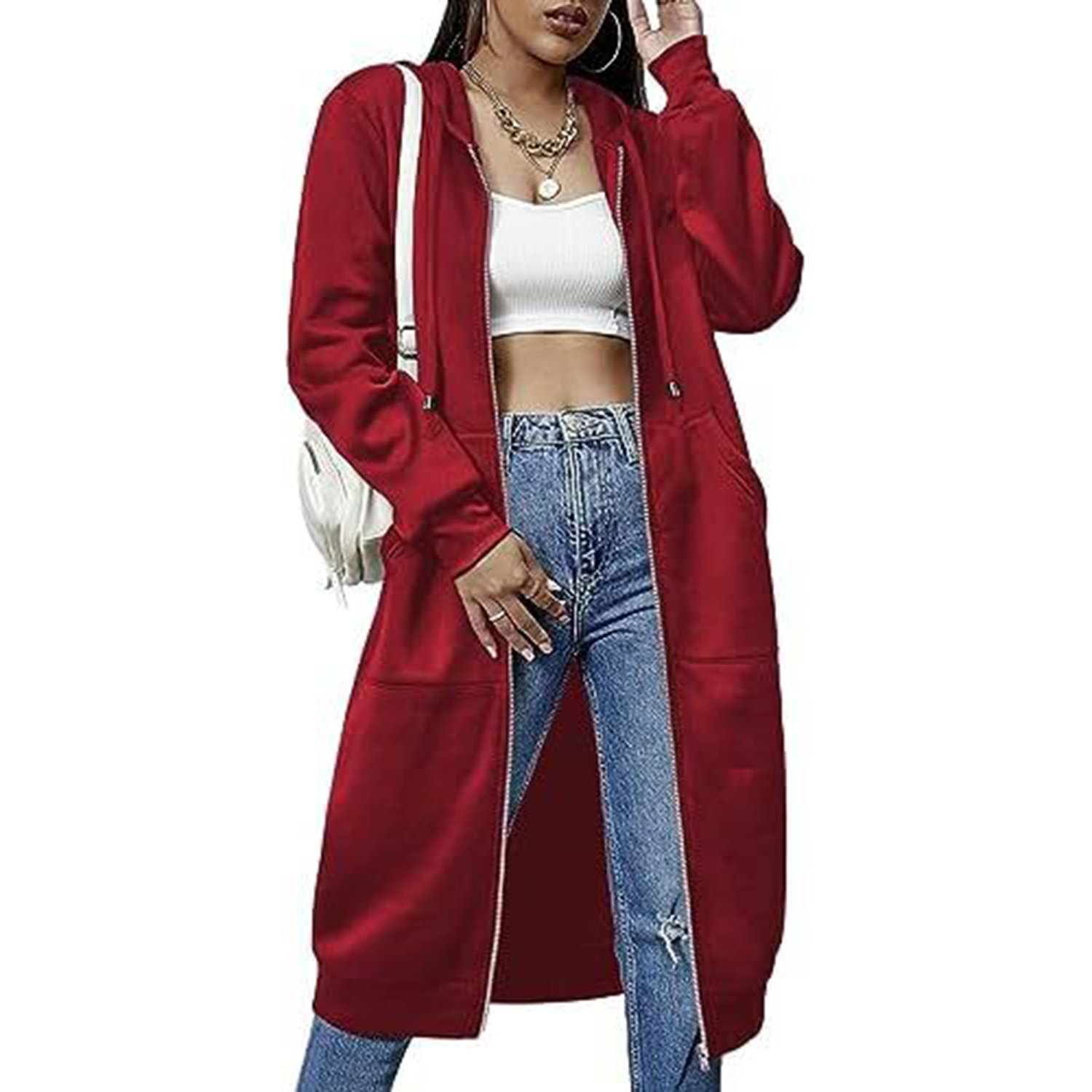 Women Casual Zip up Fleece Hoodies 3