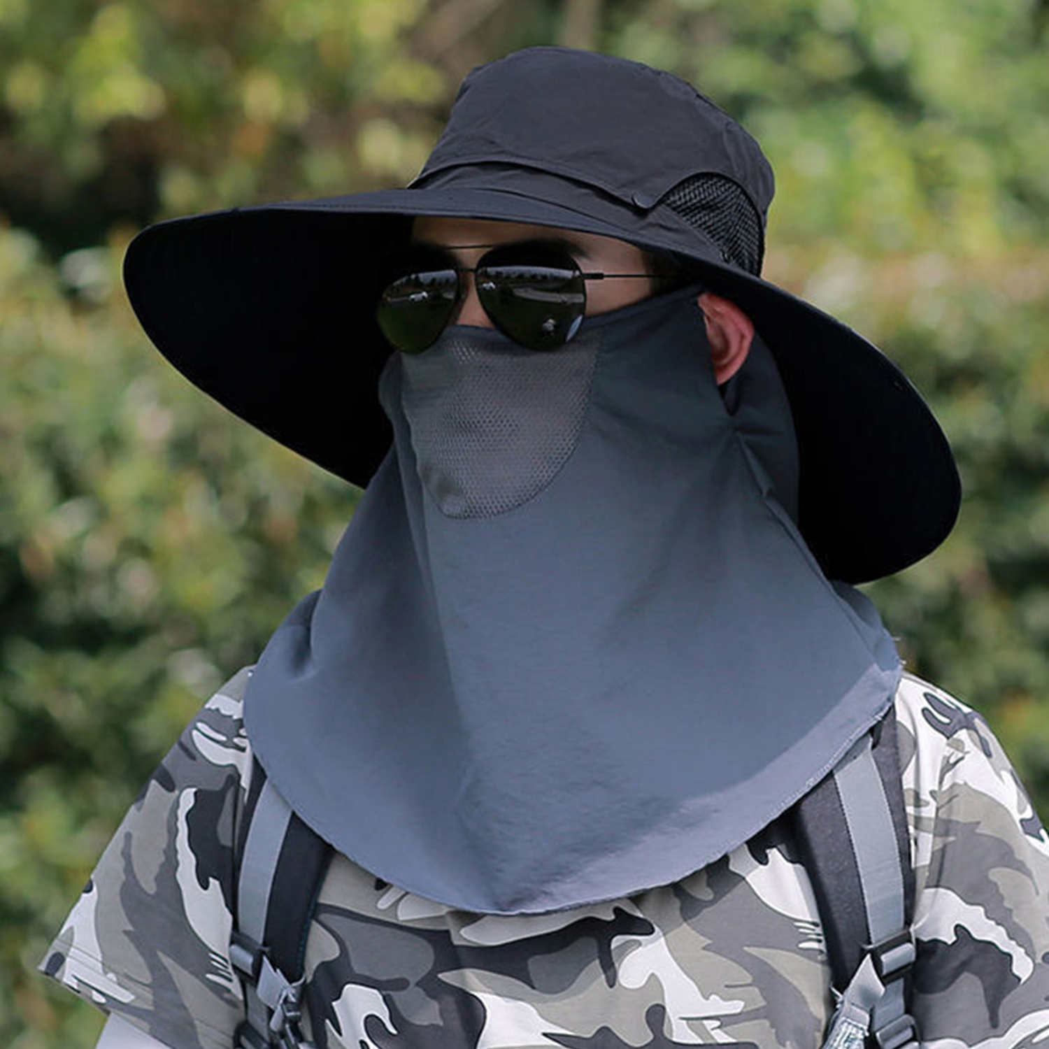 Outdoor Face Mask Wide Brim Bucket Hat 3
