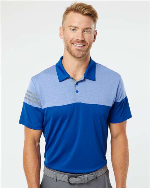 Men's Heathered 3-Stripes Colorblocked Polo - A213 13