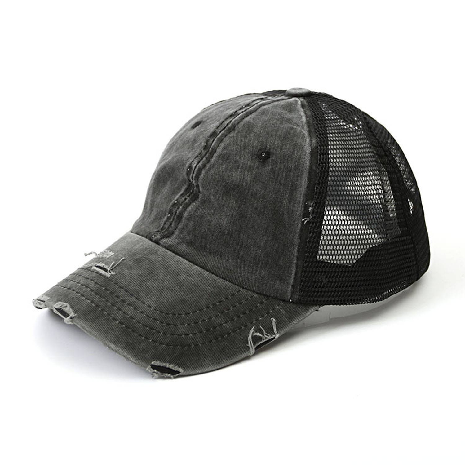 Women Cotton Ponytail Mesh Baseball Cap 9