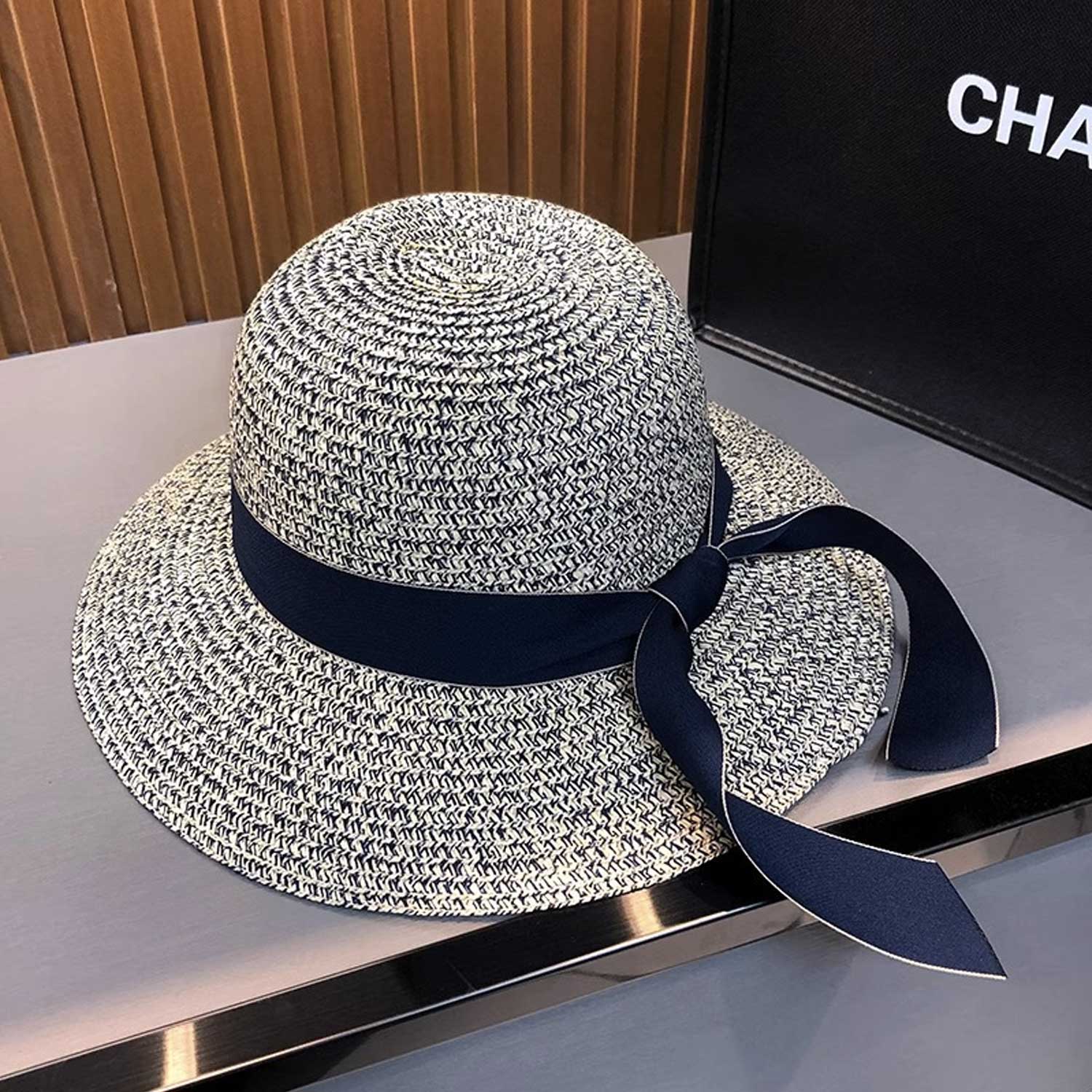 Boho Ribbon Sun Hat - Woven Wide Brim for Beach & Travel 2