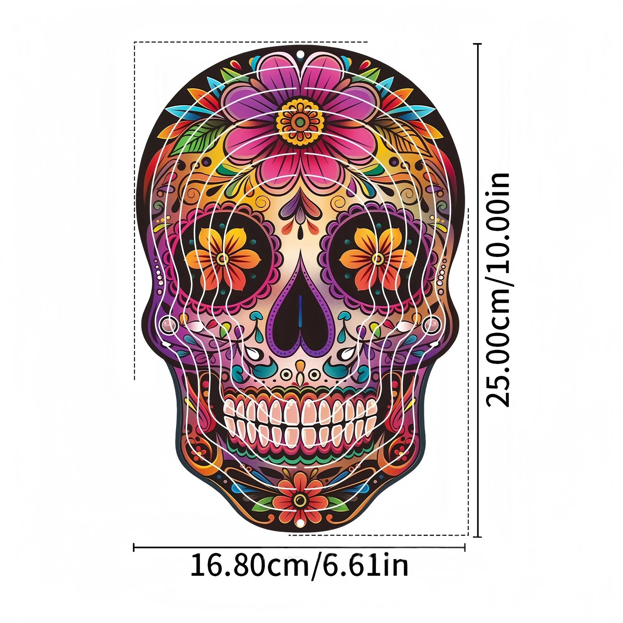 Vibrant 3D Skull Wind Spinner For Halloween Decor 14