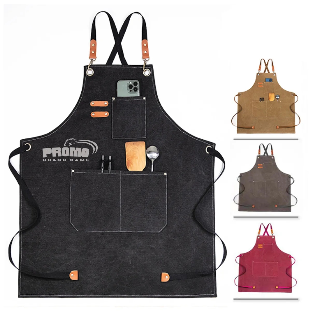 Lightweight Canvas Cross Back Chef Cotton Aprons 3