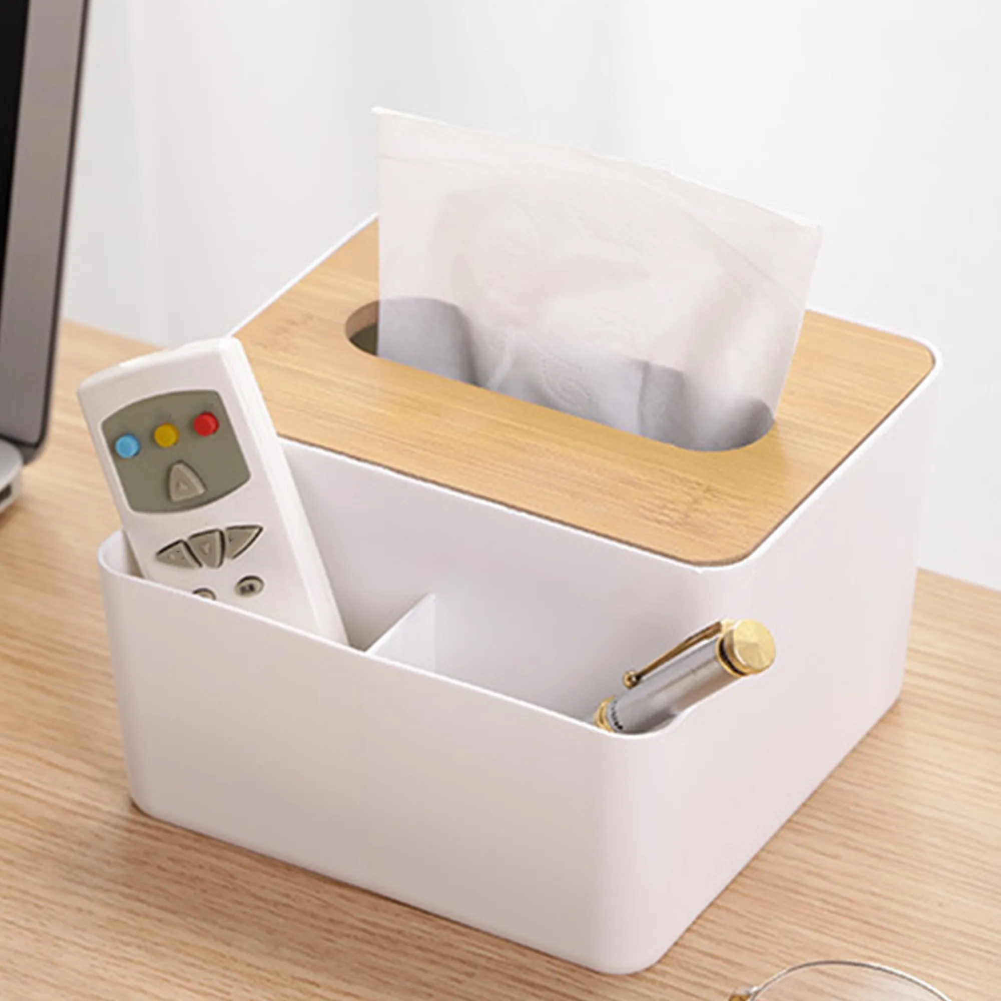 Multifunction Wooden Rectangular Tissue Box Holder 5