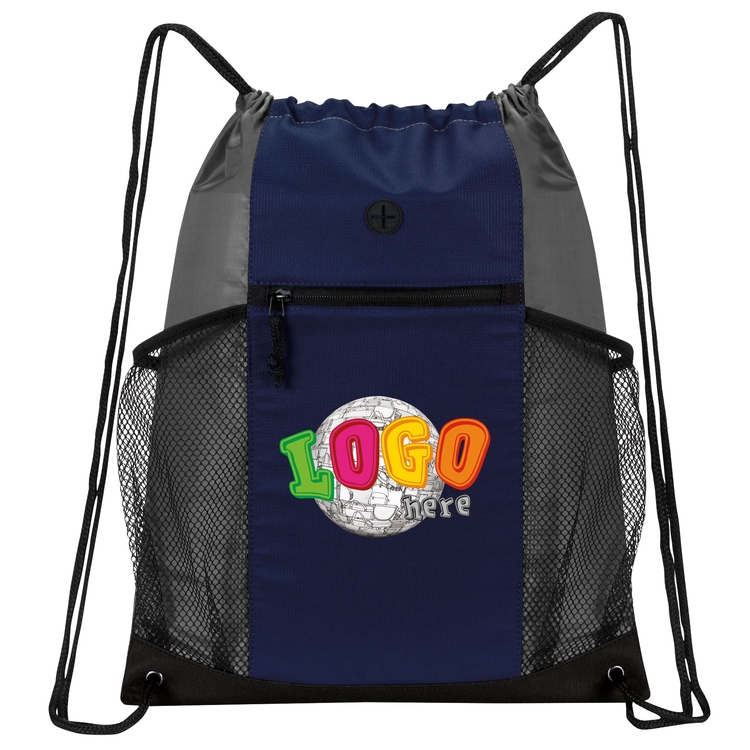 Two-Tone Multi-Pockets Drawstring Pack 3
