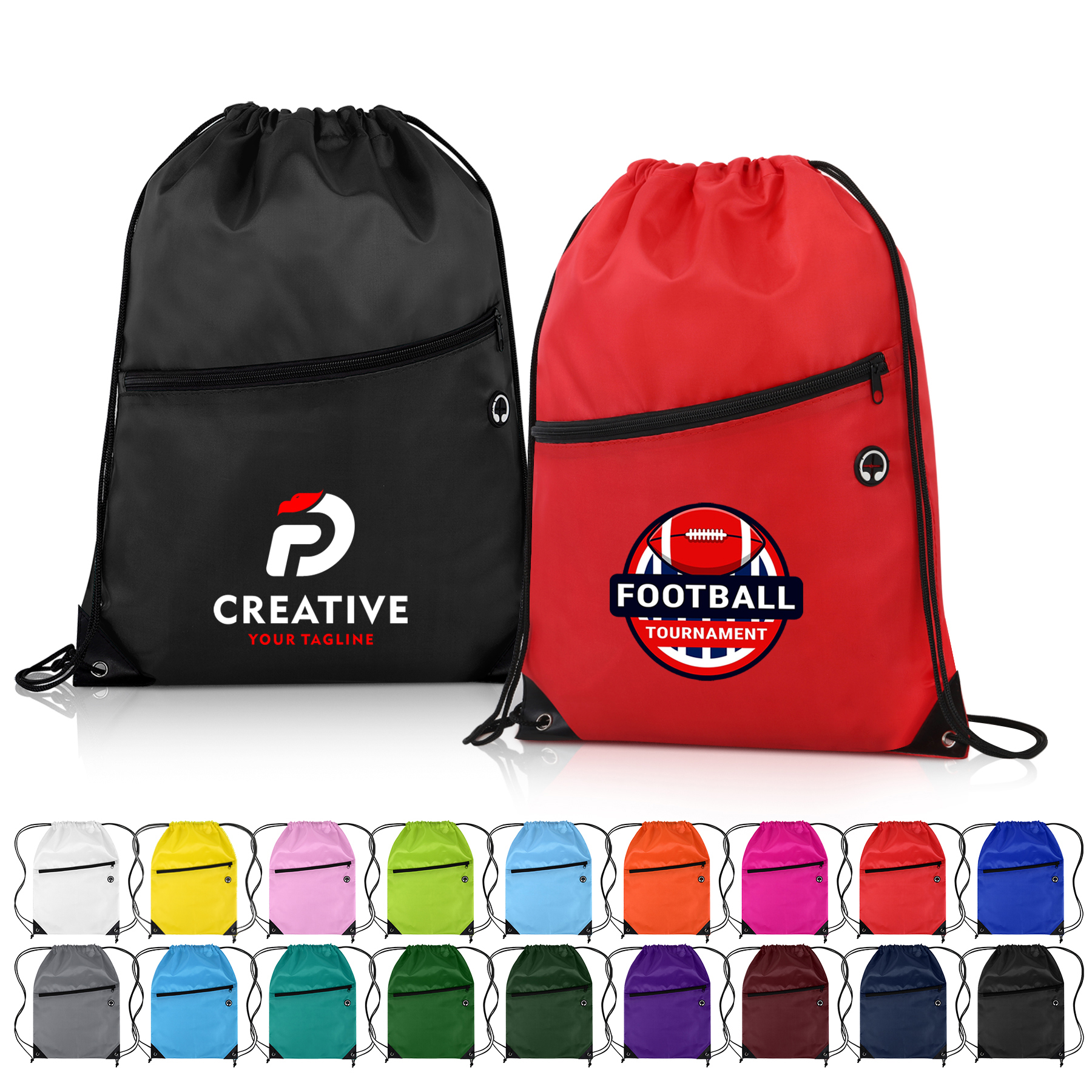 Drawstring Backpack with Front Zipper Pocket 6