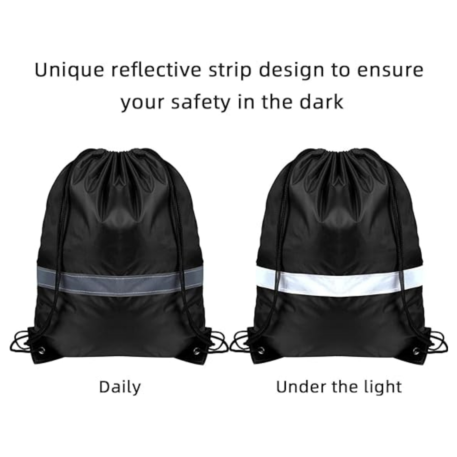 Drawstring Backpacks Bags with Reflective Strip 12