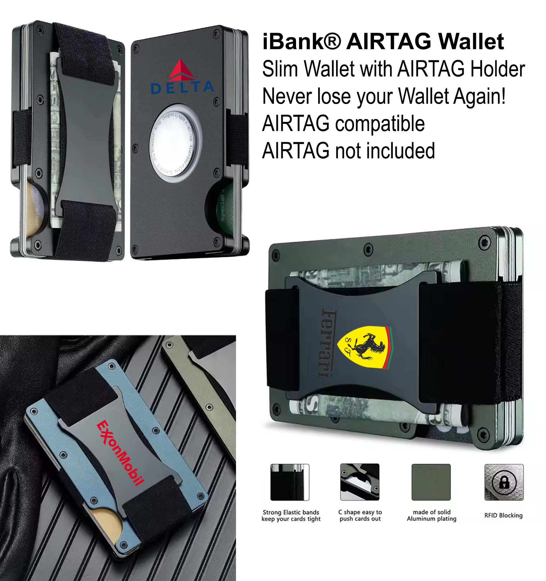iBank ® AirTag-Compatible Slim Metal Wallet 2