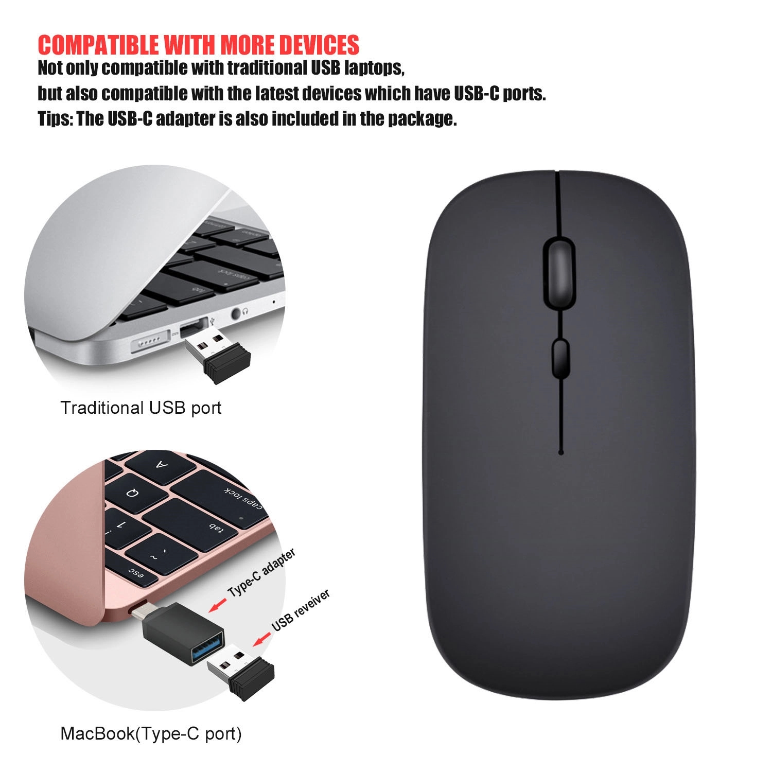 Wireless Computer Mouse 2.4G Slim Cordless Silent Design 3