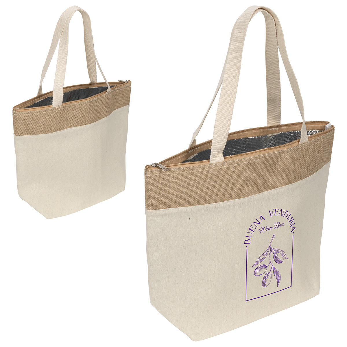 Savanna Jute & Recycled Cotton Cooler Tote 4
