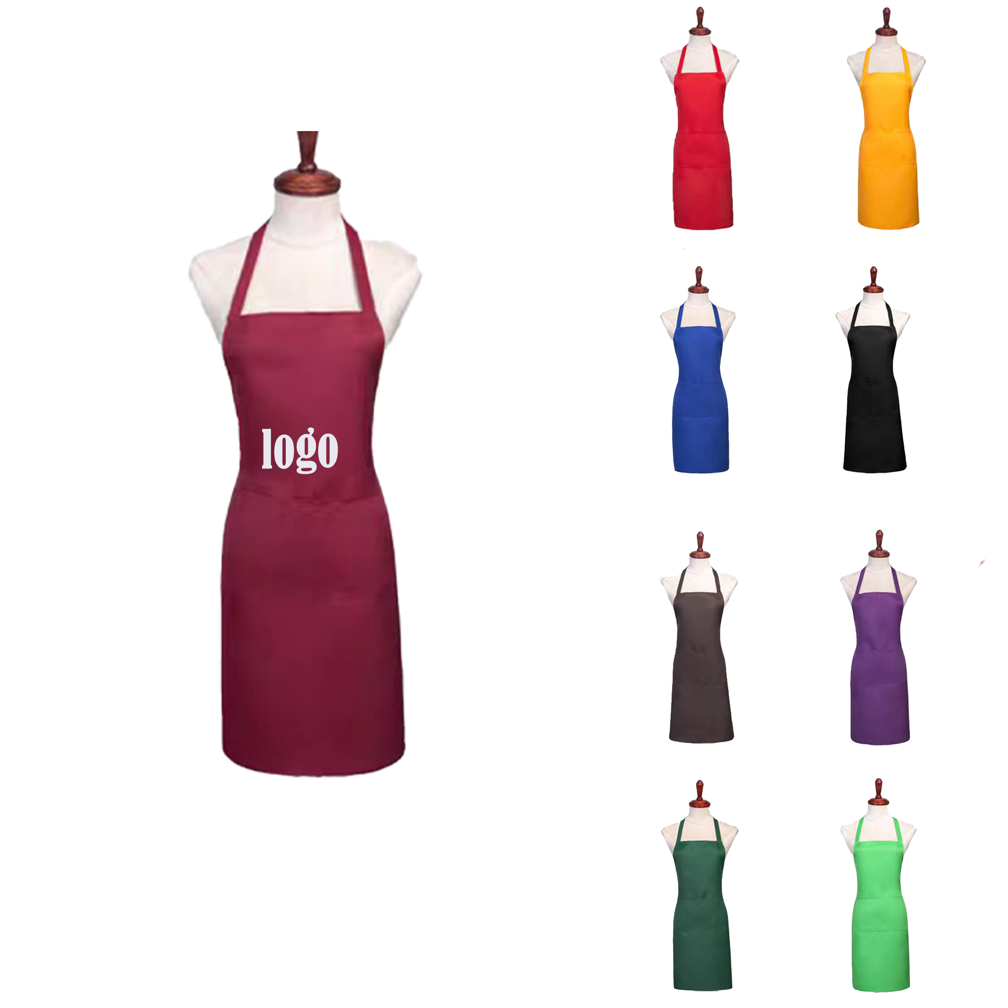 Unisex Comfortable Bib Apron With 2 Pocket For BBQ MOQ50 2