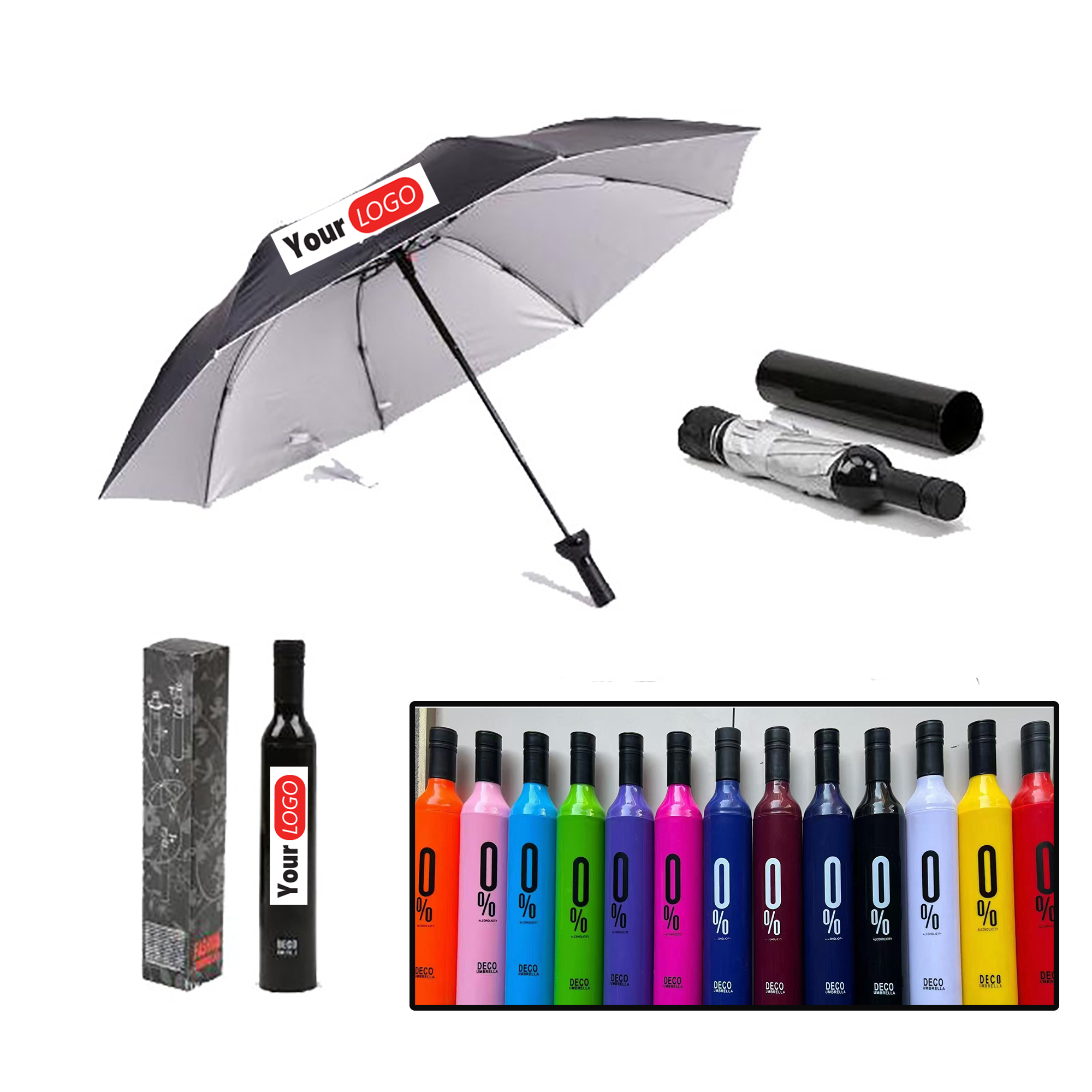 Custom Full Color Wine Bottle Umbrella MOQ 1pcs 2