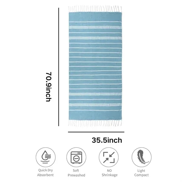 Fringed Jacquard Striped Bath Towel - Poly-Cotton Blend 5