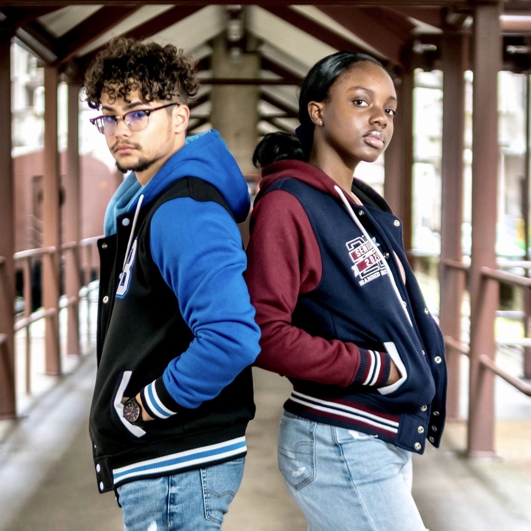 Hooded Cotton Fleece Varsity Jacket With No Lining 13