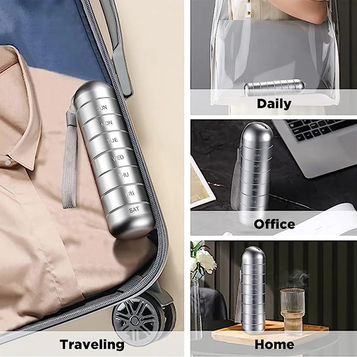 Portable Small Travel Waterproof Metal Weekly Pill Organizer 5