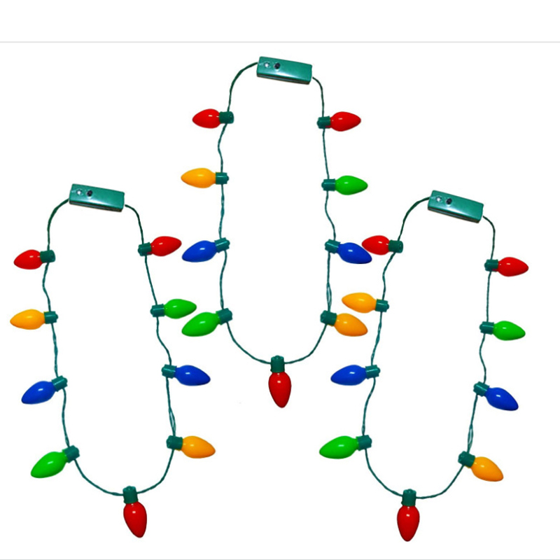 LED Light Up Christmas Bulb Necklace for Party Favors 5