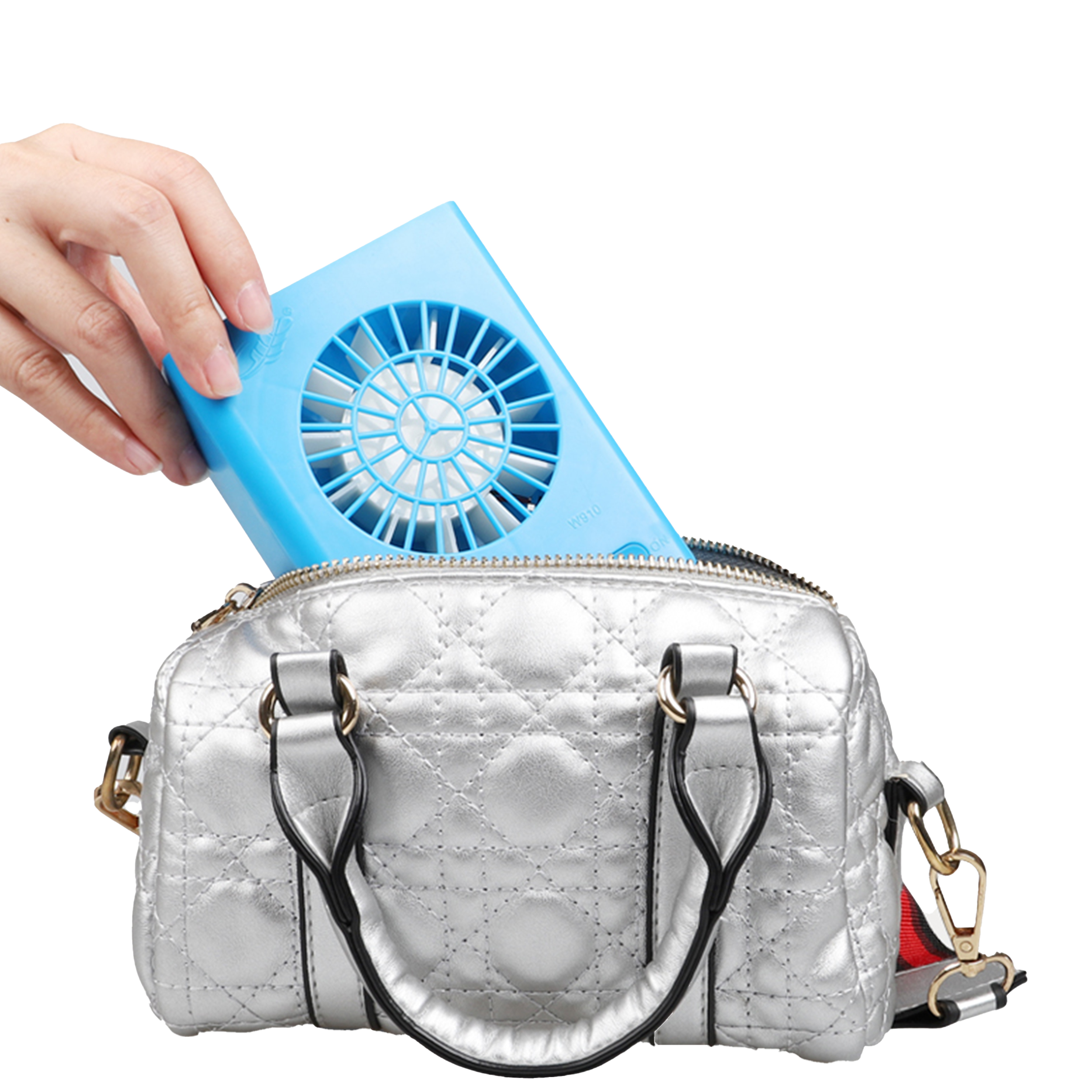 Plastic Portable Necklace Folding Fan With Night Light 4