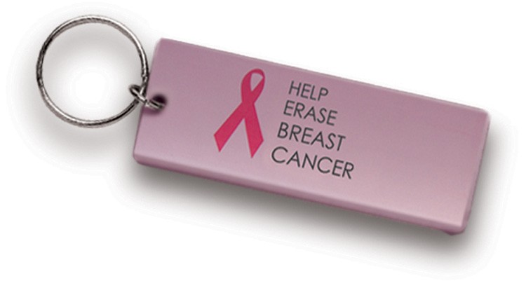 Breast Cancer Awareness Large Aluminum Rectangular Key Tag 1