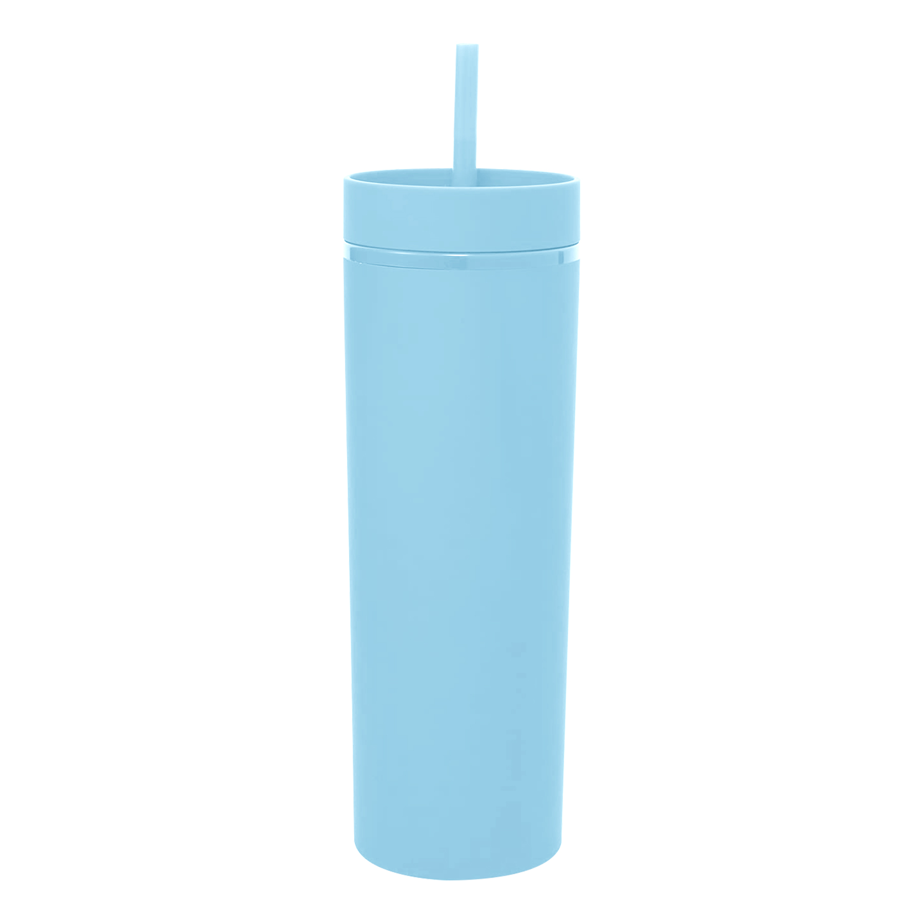Double-layered Plastic Straight Cup With Straw 5