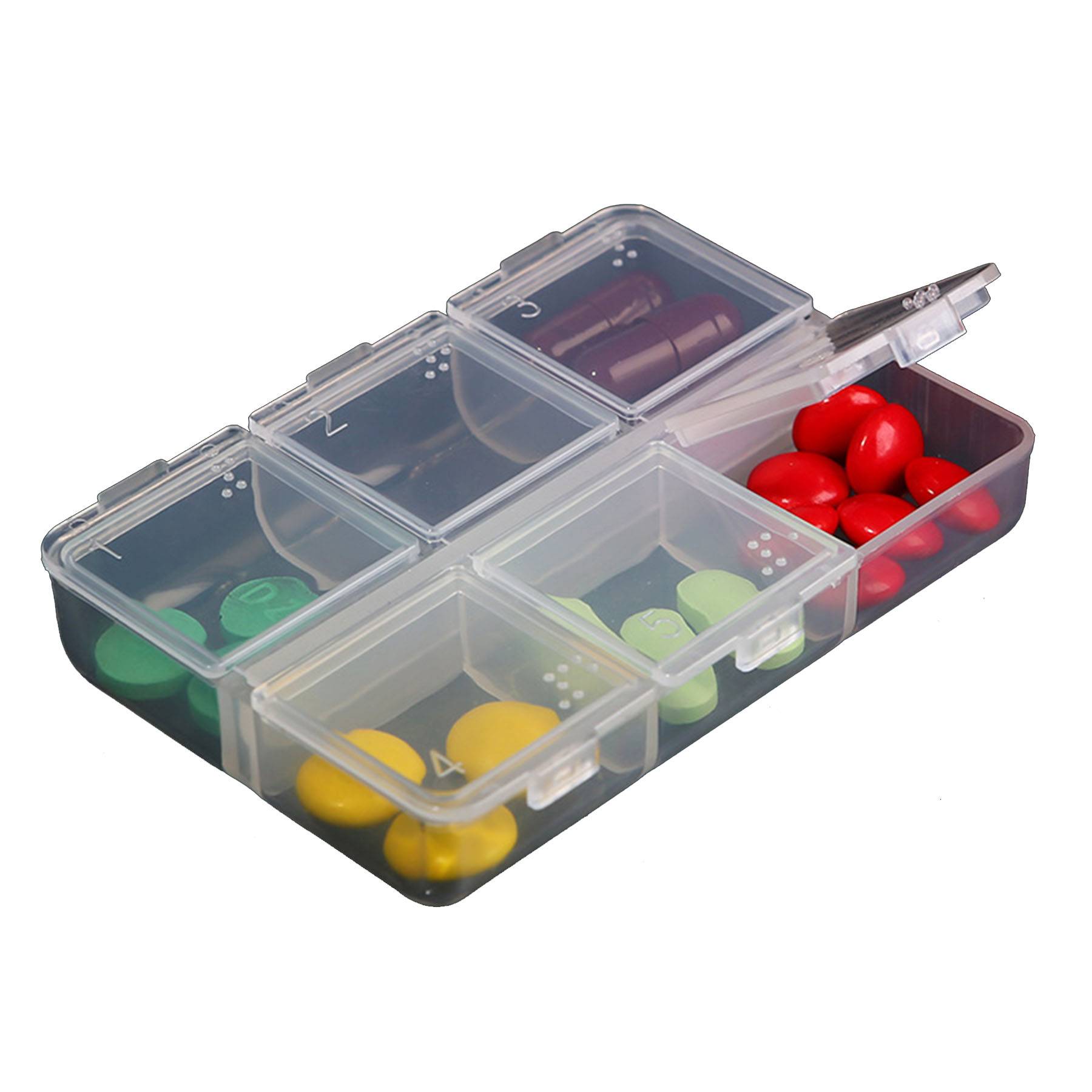 PP Transparent 6-compartment Pill Box 3