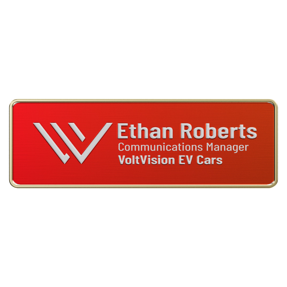Texture Tone® Rectangle Metal Name Badge (3" x 1") 3