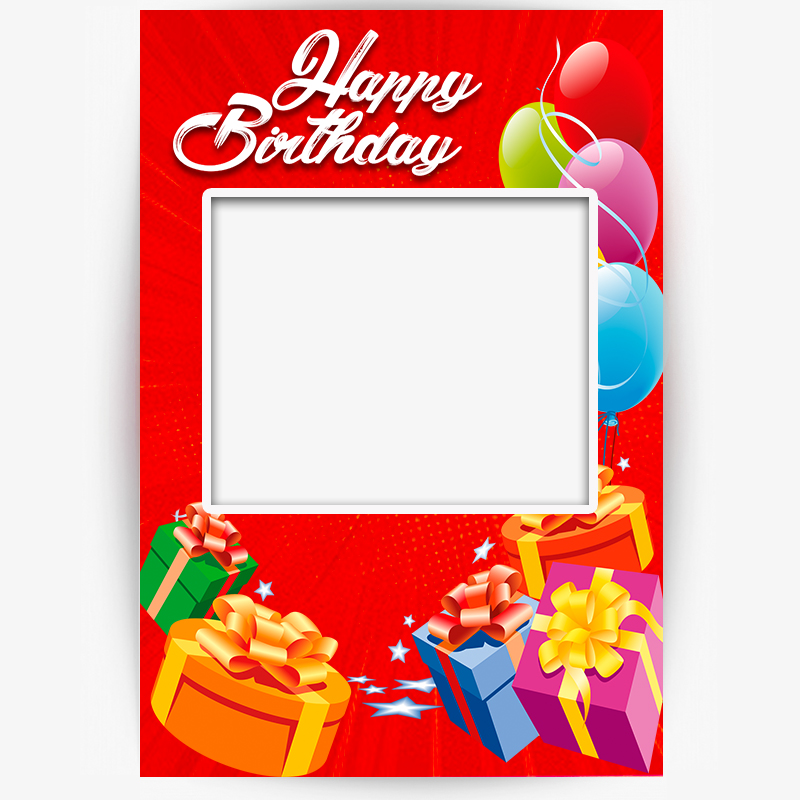 Happy Birthday Selfie Frame Photo Booth and Picture Frame Props For Birthday Party 2"W x 3"H Red 2