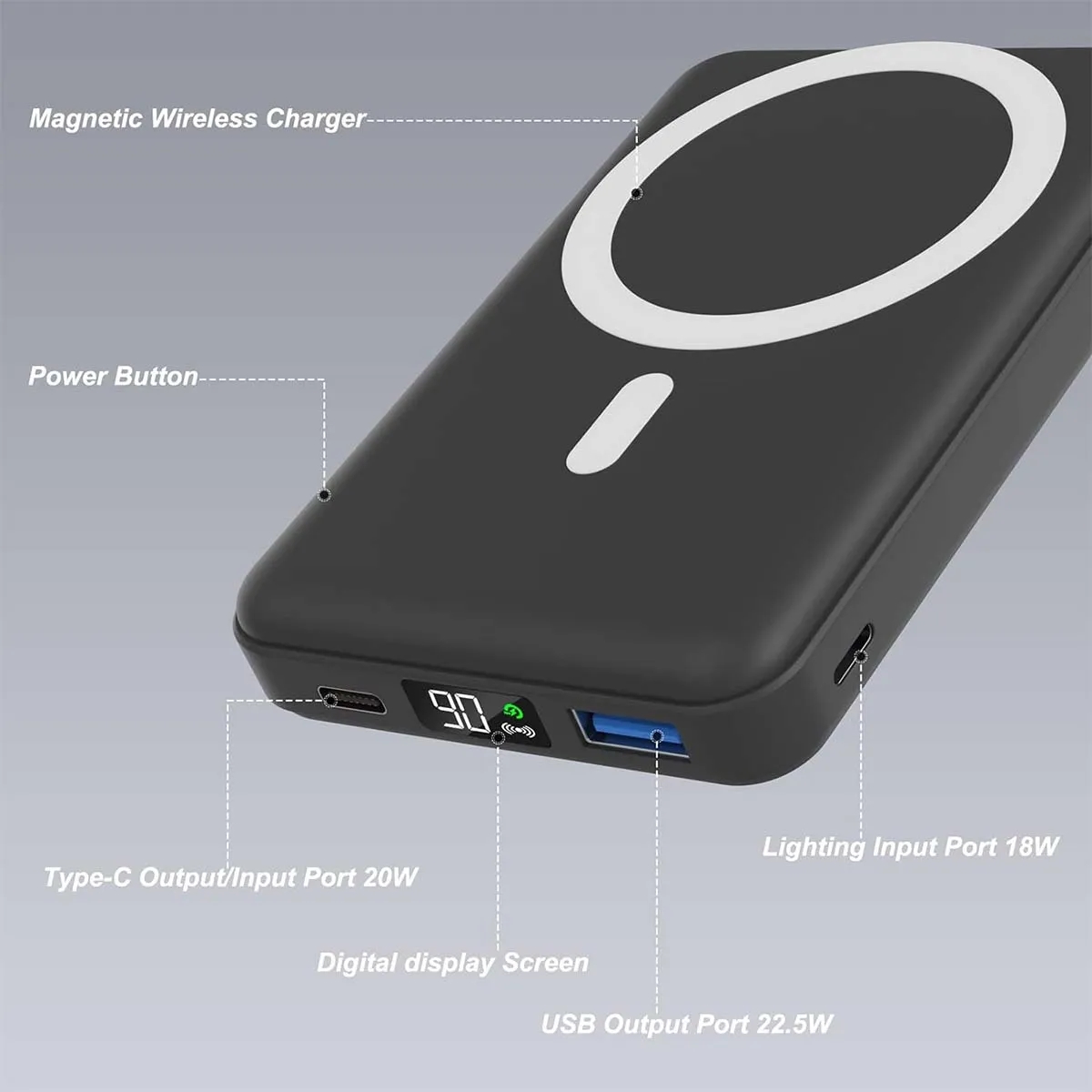 10000mAh Fast Magnetic Foldable Portable Wireless Charger 3