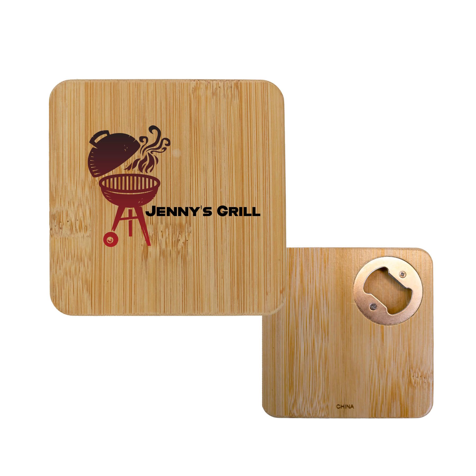 Bamboo Square Coaster & Bottle Opener 2