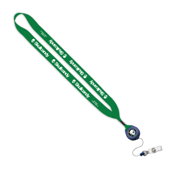 3/4" Polyester Lanyard with Metal Crimp & Retractable Badge Reel 371