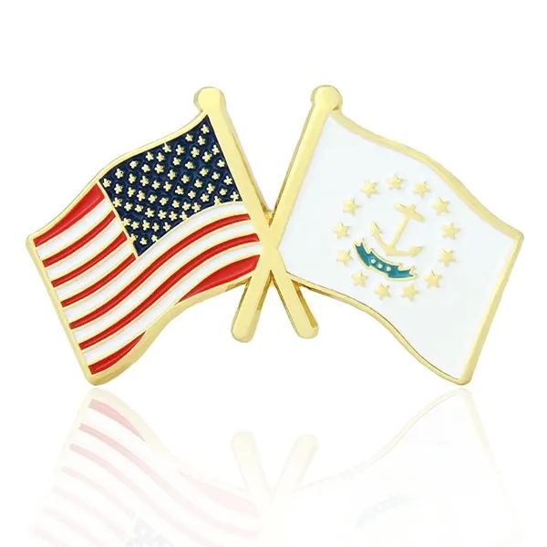 Stock Crossed Flag Pin (USA & USA) 51
