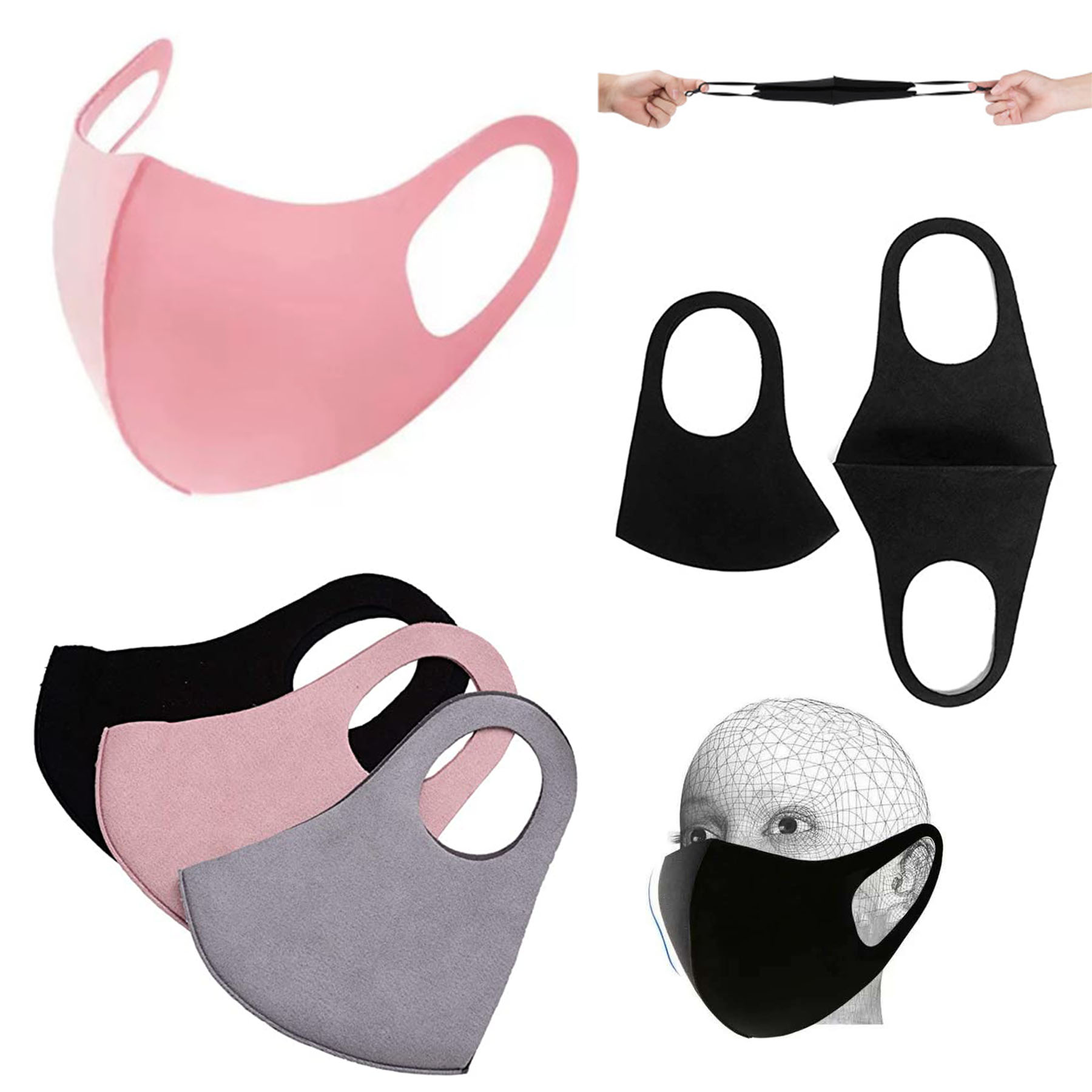 Ice Silk Washable Elastic Waterproof Sunscreen Breathable Mask 2