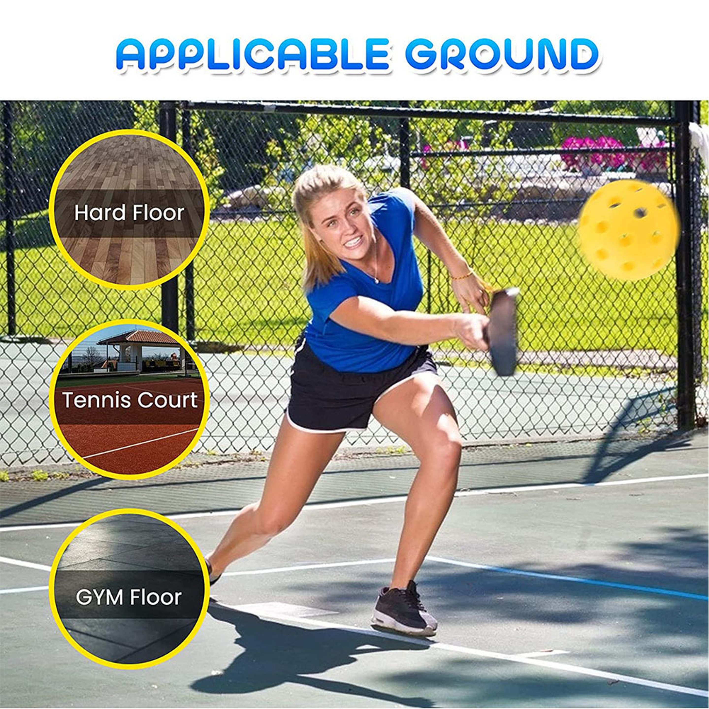 Full Color Wood Pickleball Set with Mesh Bag 7