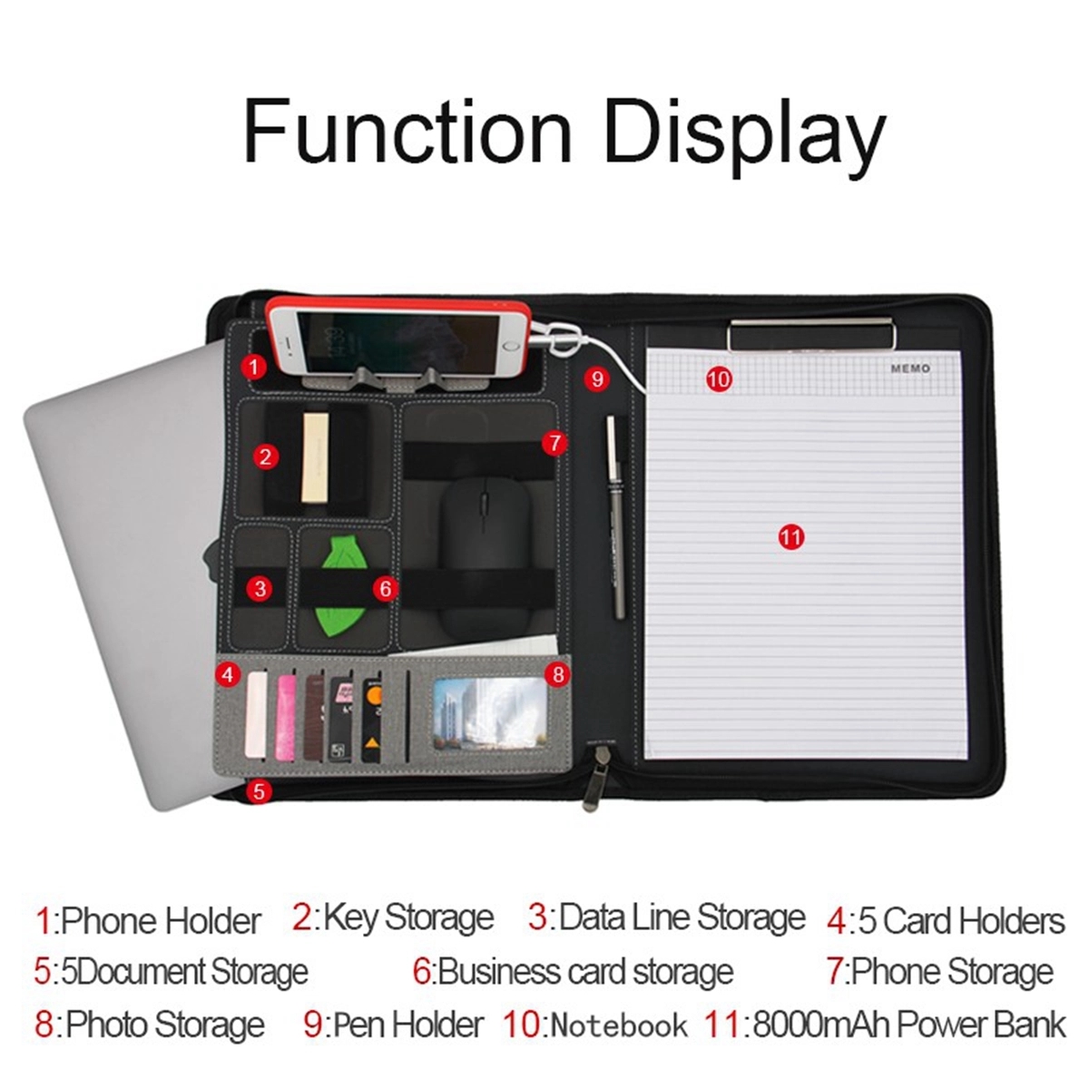 Multifunction Wired Charging Portfolio File Folder 5