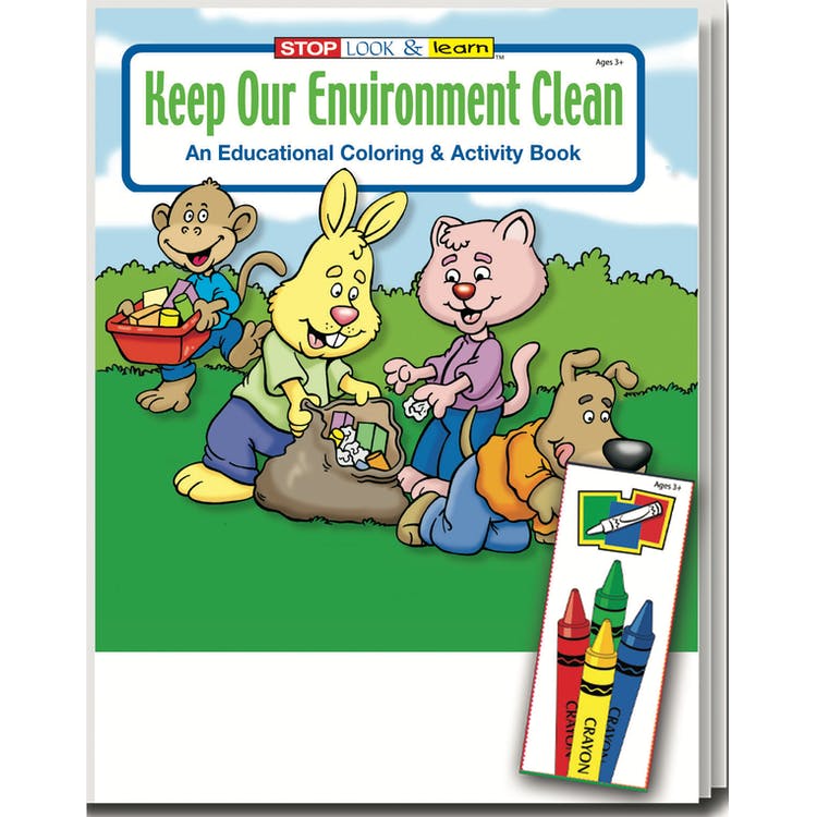 Keep Our Environment Clean Coloring Book Sets - 4 Pack Crayons Ages 3-11 2