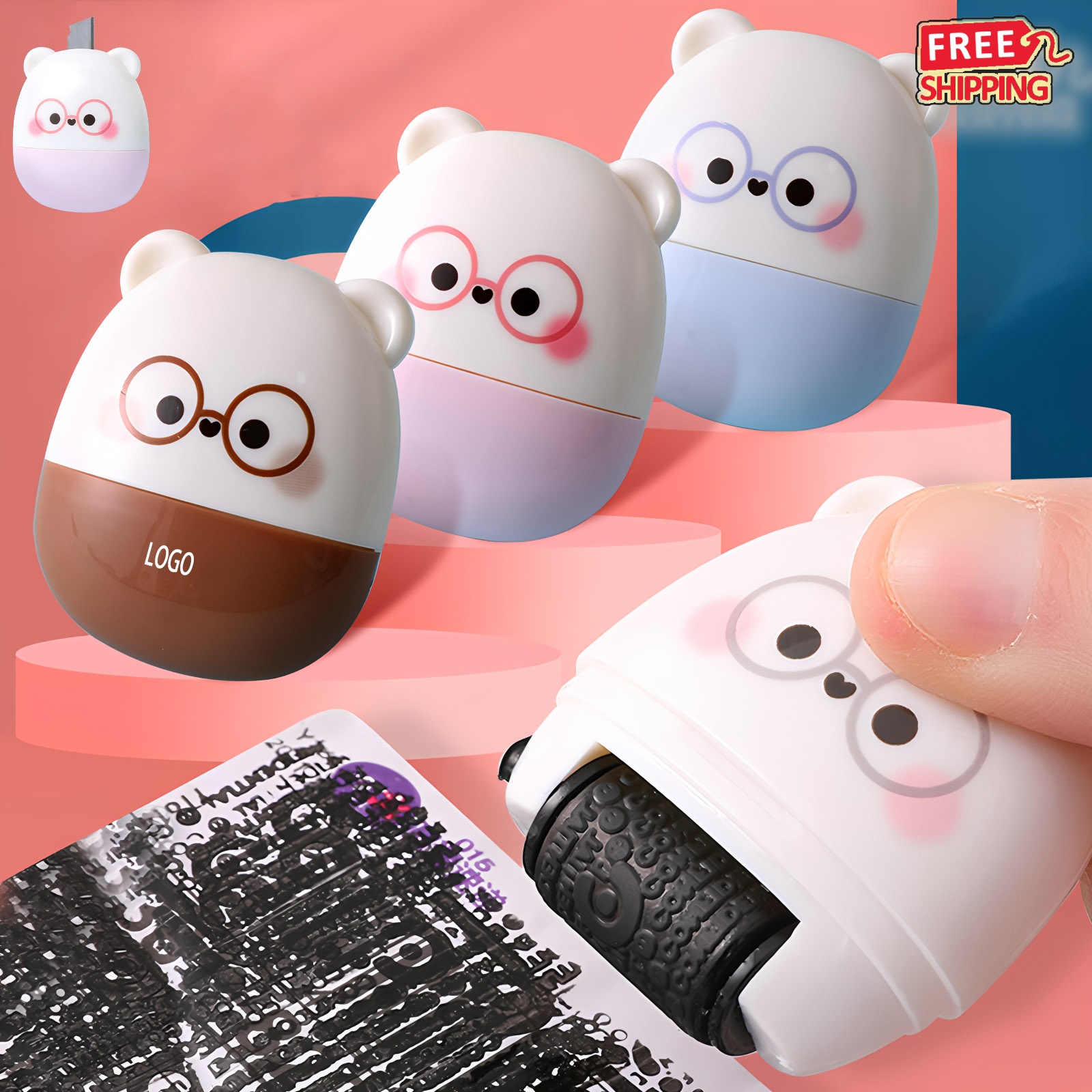 Custom Security Stamp Roller 2 in 1 with Mini Cutter for ID Protection Office Use 1