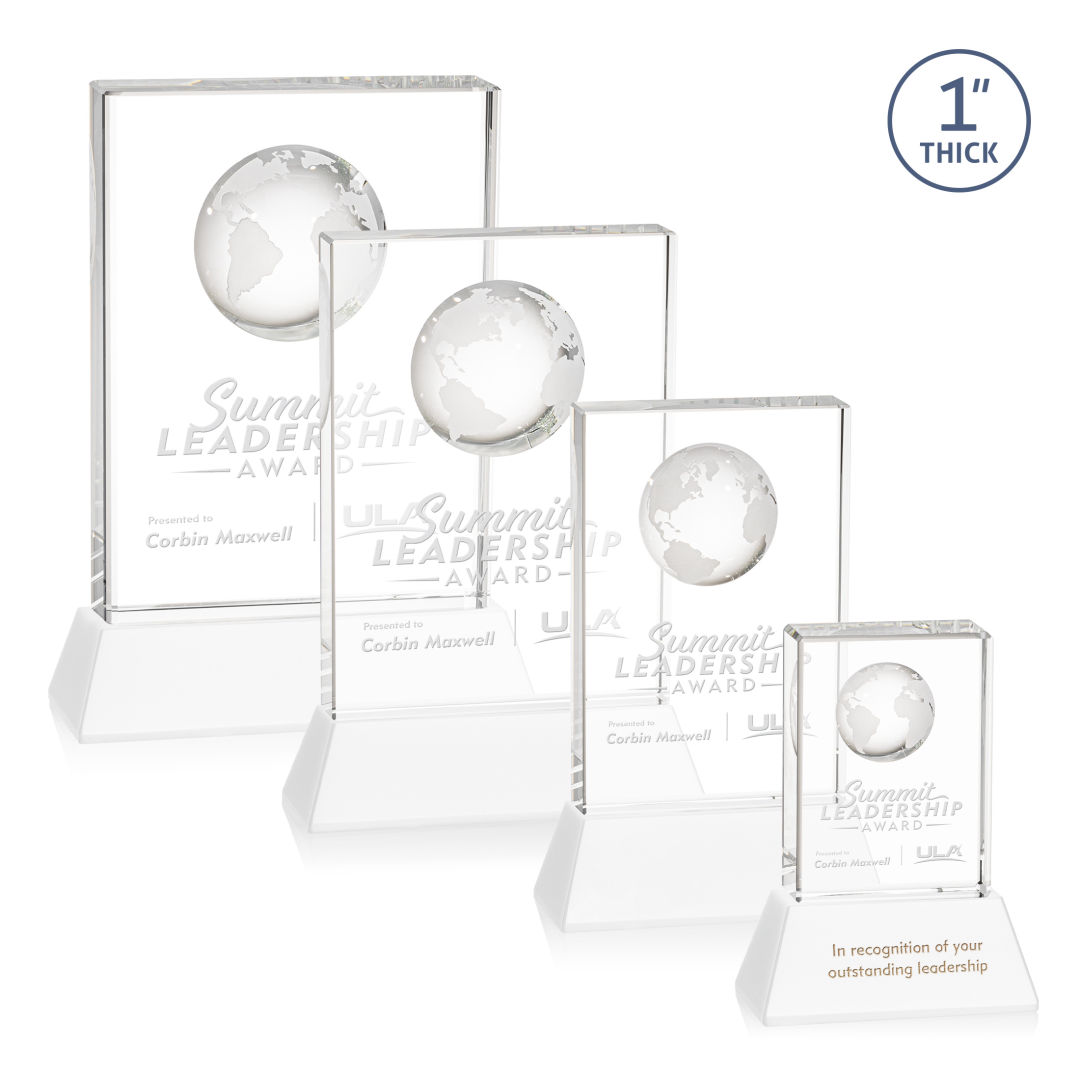 Ambassador Globe Award on Base - White