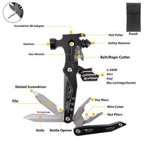 Safety Claw Hammer Pliers Multi Tool With Belt Cutter 19