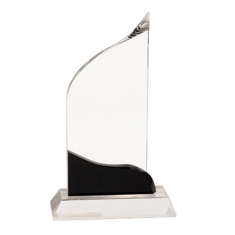 8-1/2" Clear/Black Crystal Wave Award 2