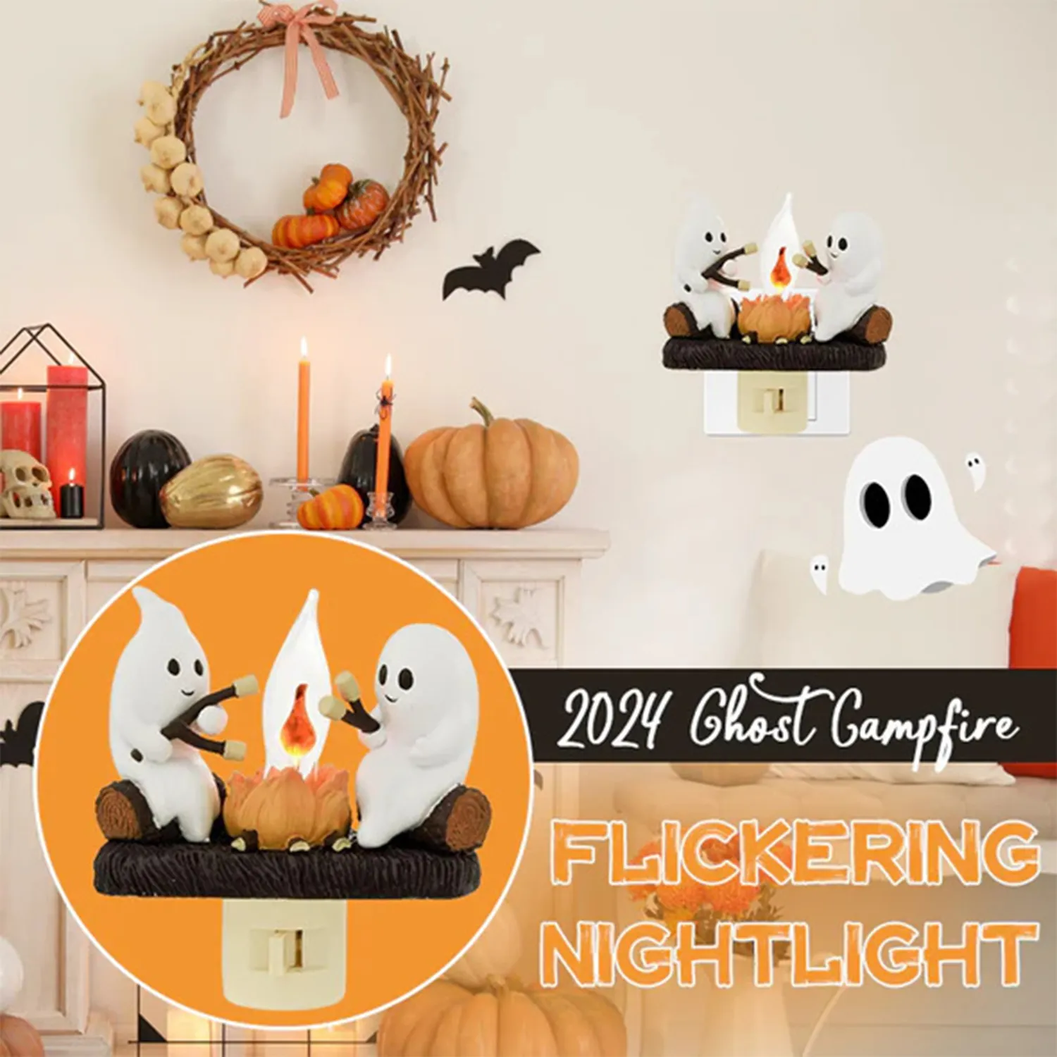 Ghost Campfire Flickering Nightlight 6
