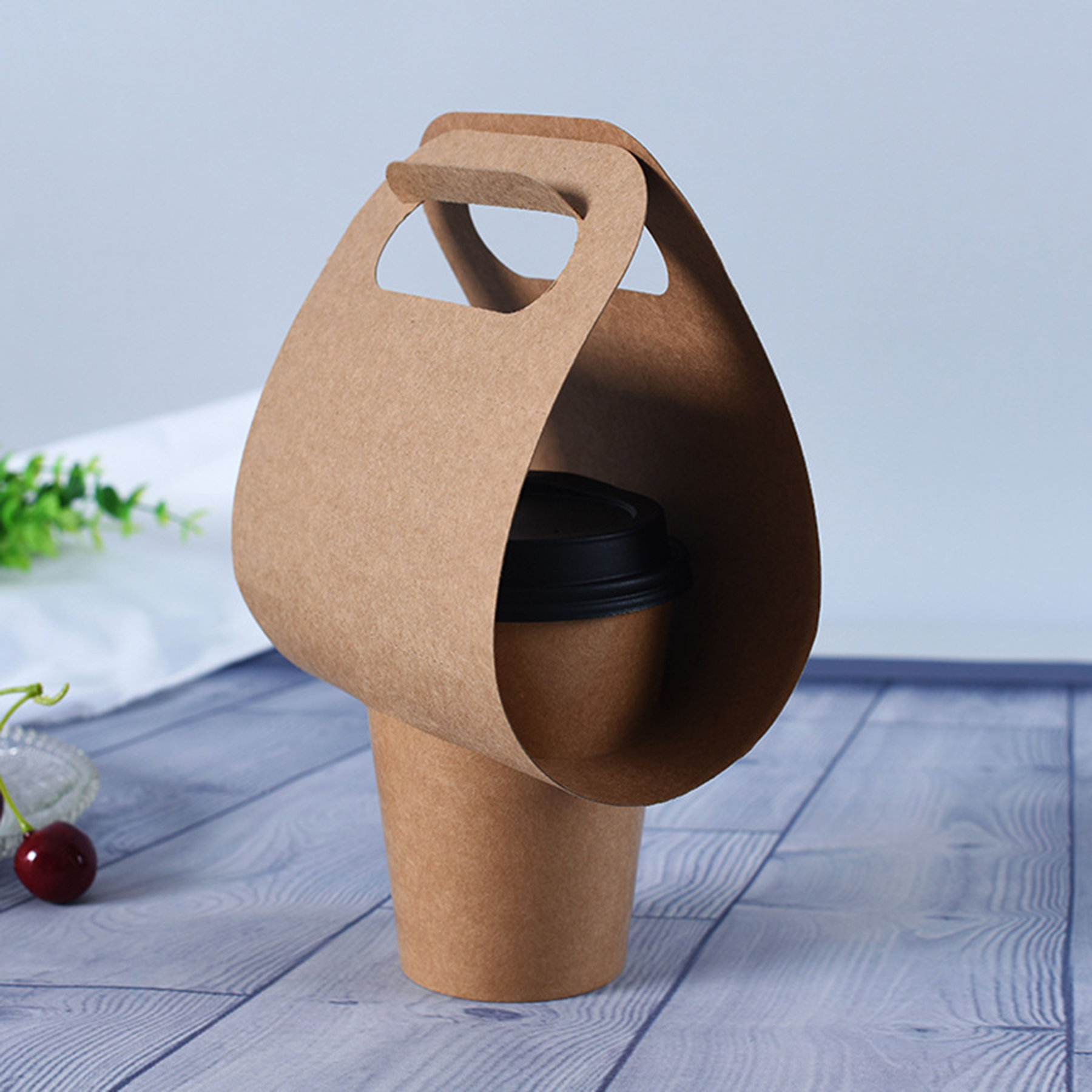 Disposable Food-grade Water Cup Paper Handle Holder 3