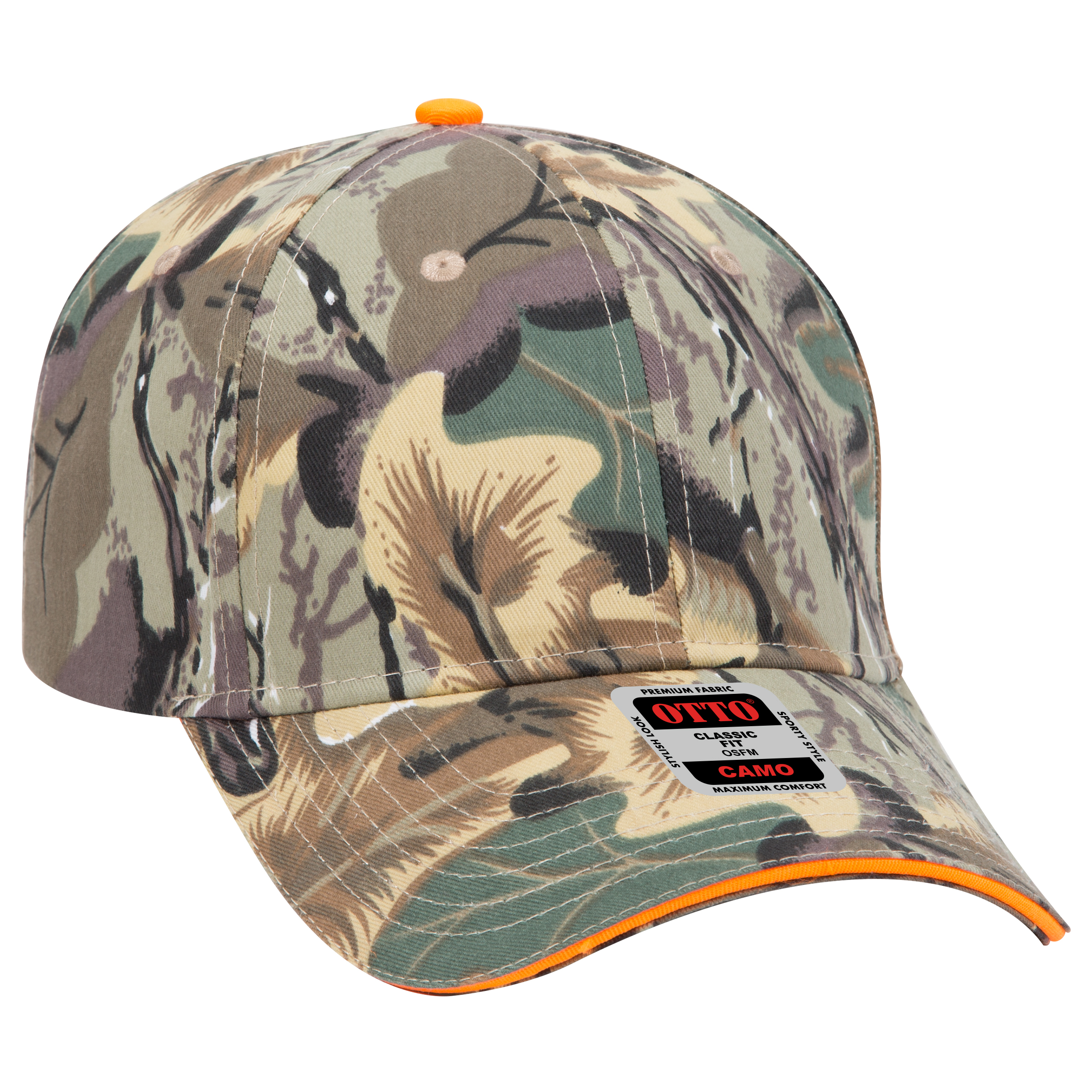 OTTO CAP® Camouflage 6 Panel Low Profile Baseball Cap 6