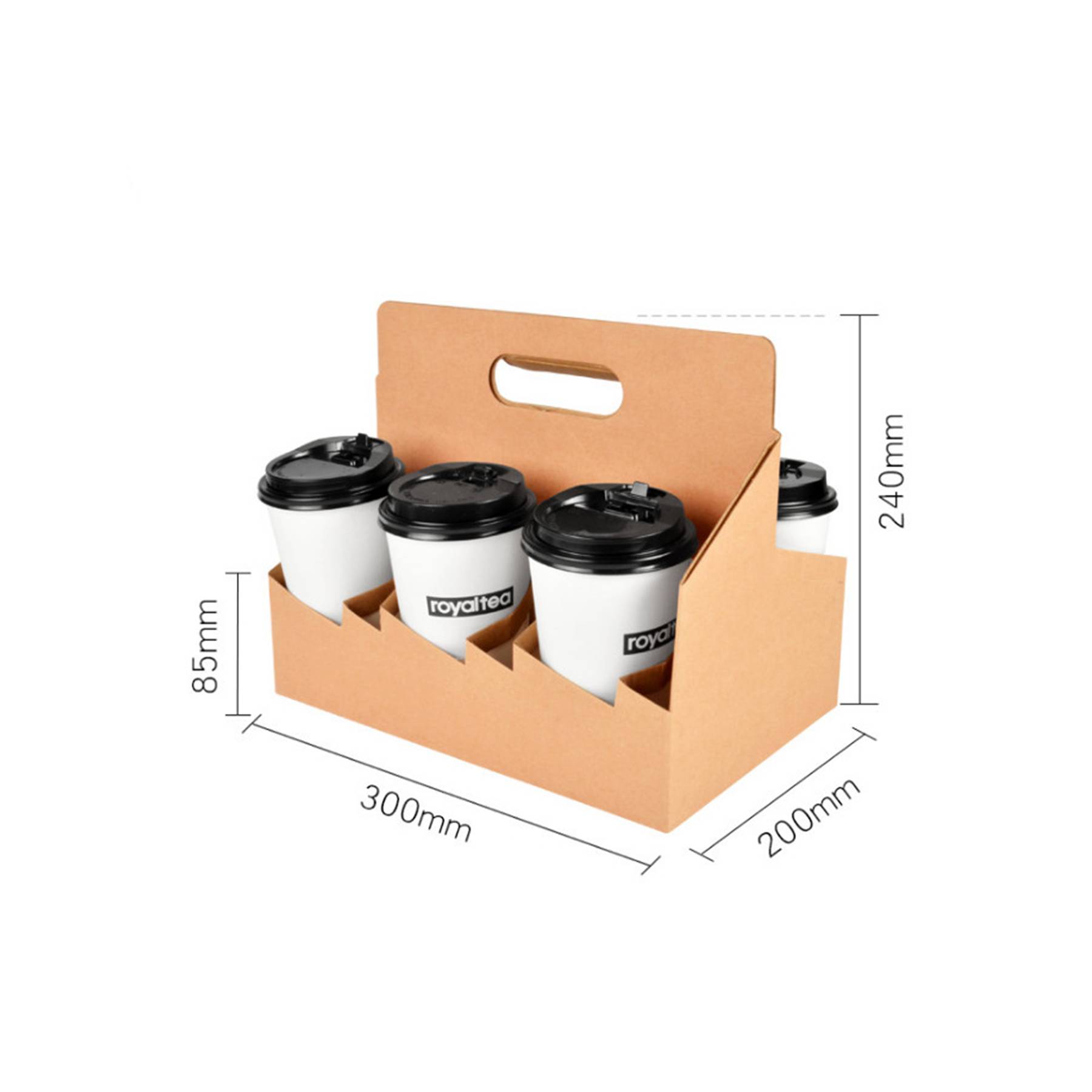 2/4/6 Kraft Paperboard Cup Holder Drink Carrier With Handle 2