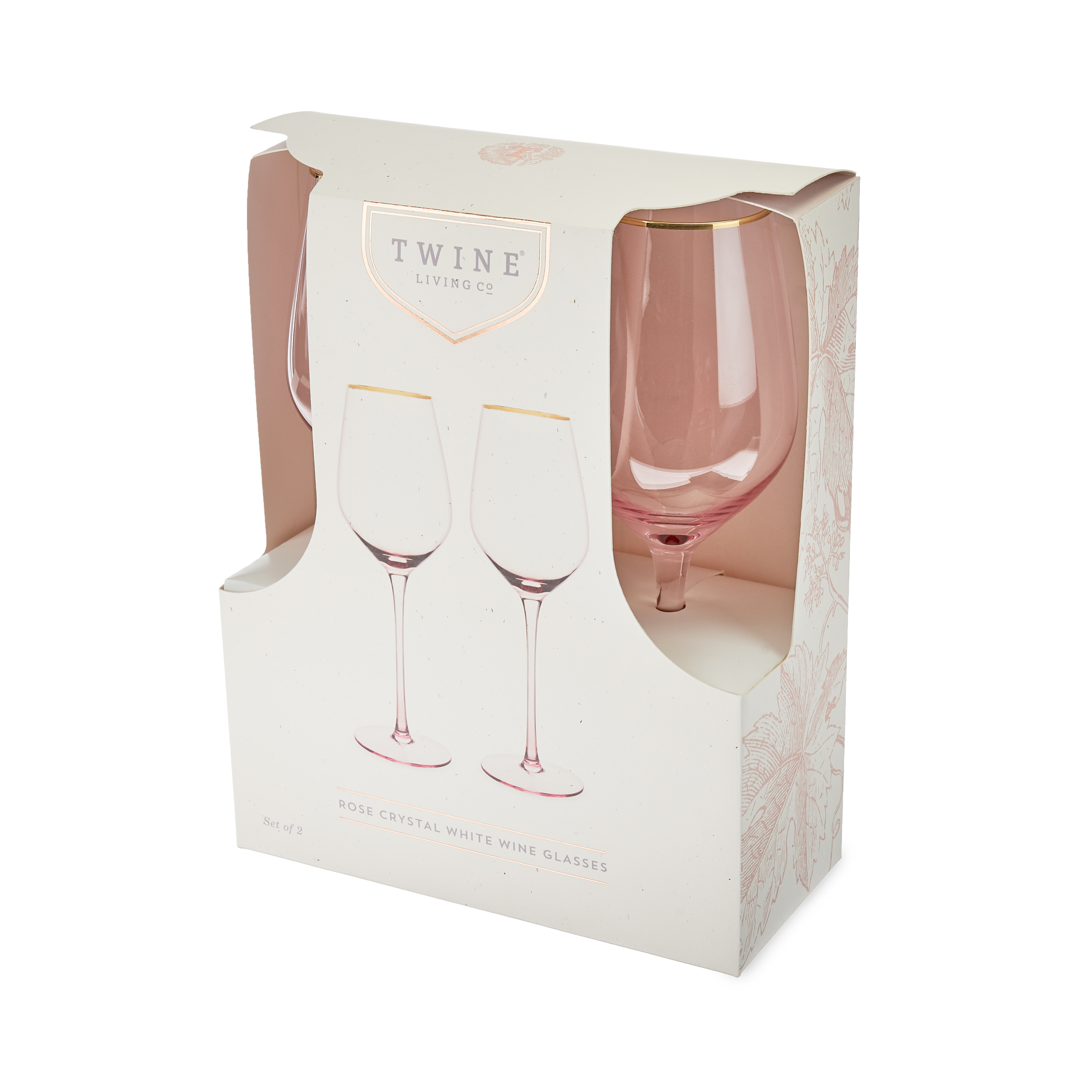 Twine Living® Rose Crystal White Wine Glass, set of 2 7