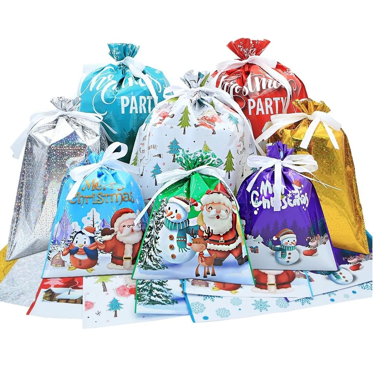 Christmas Drawstring Gift Wrap Bags 3