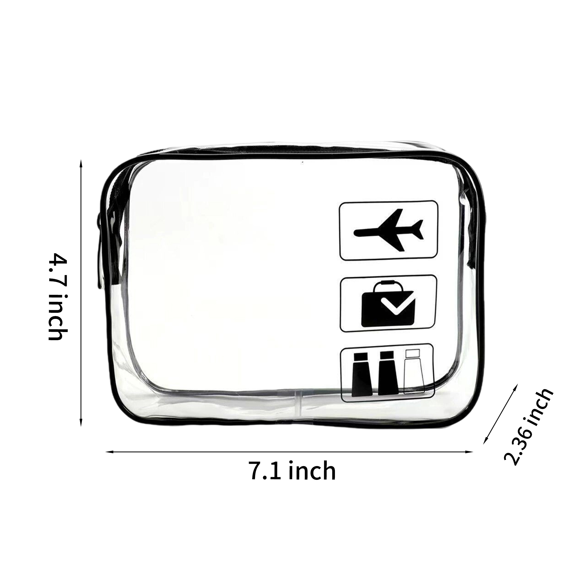 PVC Transparent Cosmetic Bag With Zipper Closure 7.1" Length 7