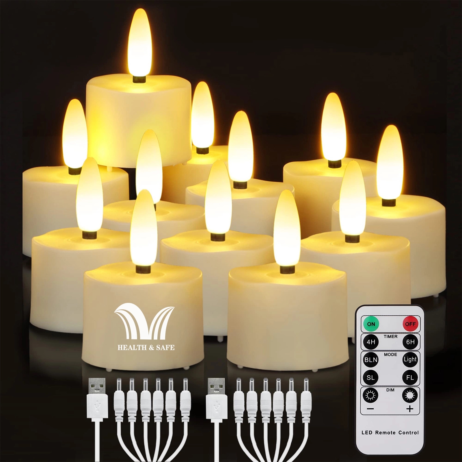 Usb Rechargeable 3D Wicks Tealights Candle Flameless 1