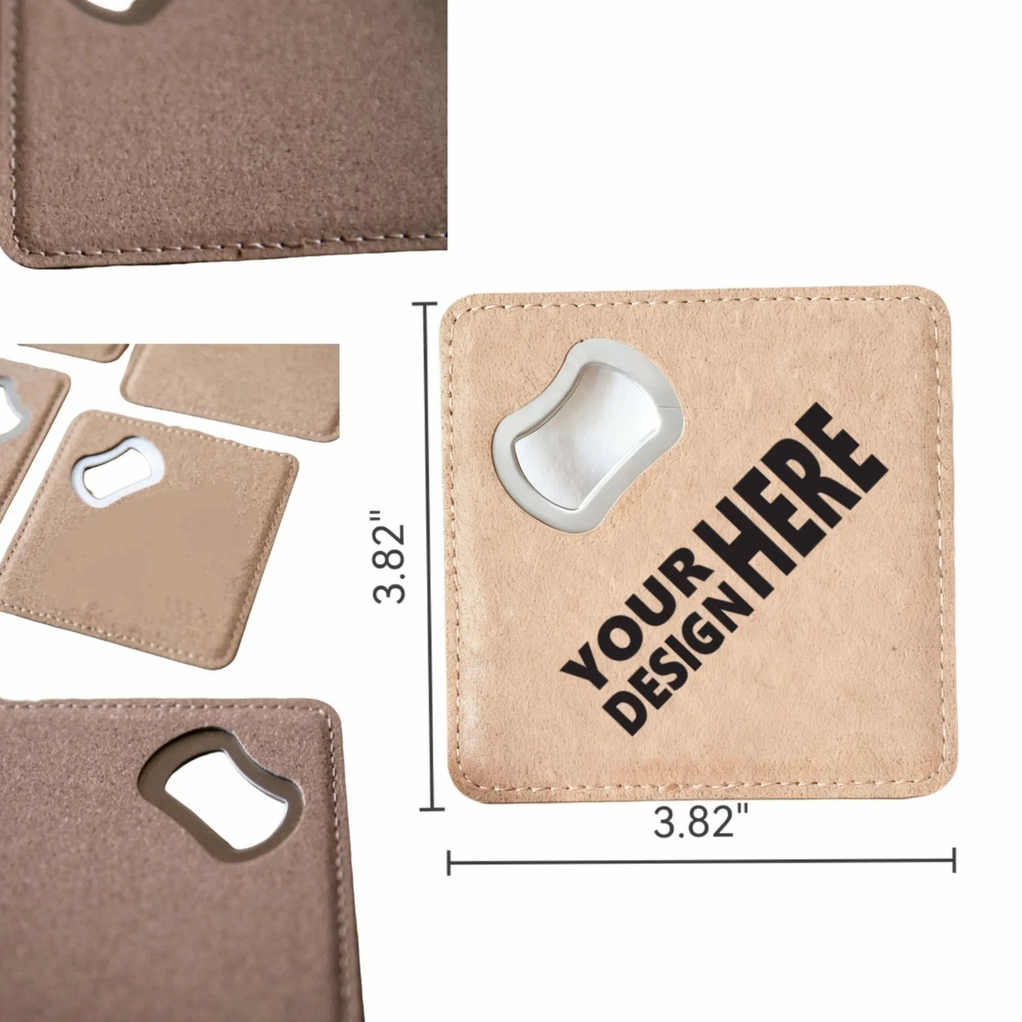 Stainless Steel & Wood-Grain Leather Bottle Opener 2